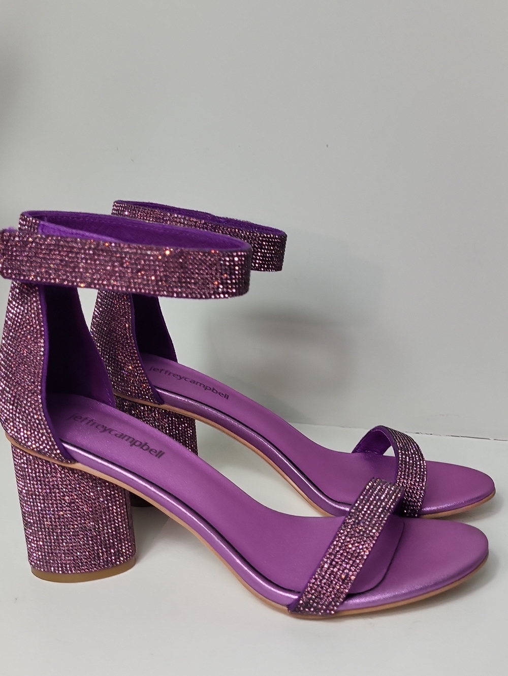 Jeffrey Campbell LAURA Sparkling Purple Block Heel Sandals. Size 8